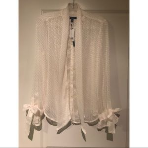 NWT Banana Republic Cream Bow Dot Blouse